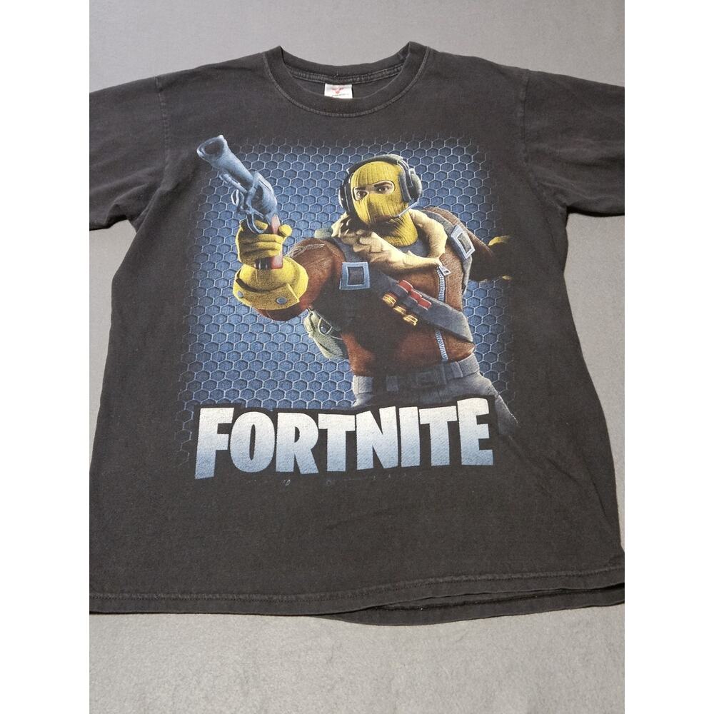 Fortnite Shirt Youth Large Black Colorful Graphic Double Sided Game Vision Shirt